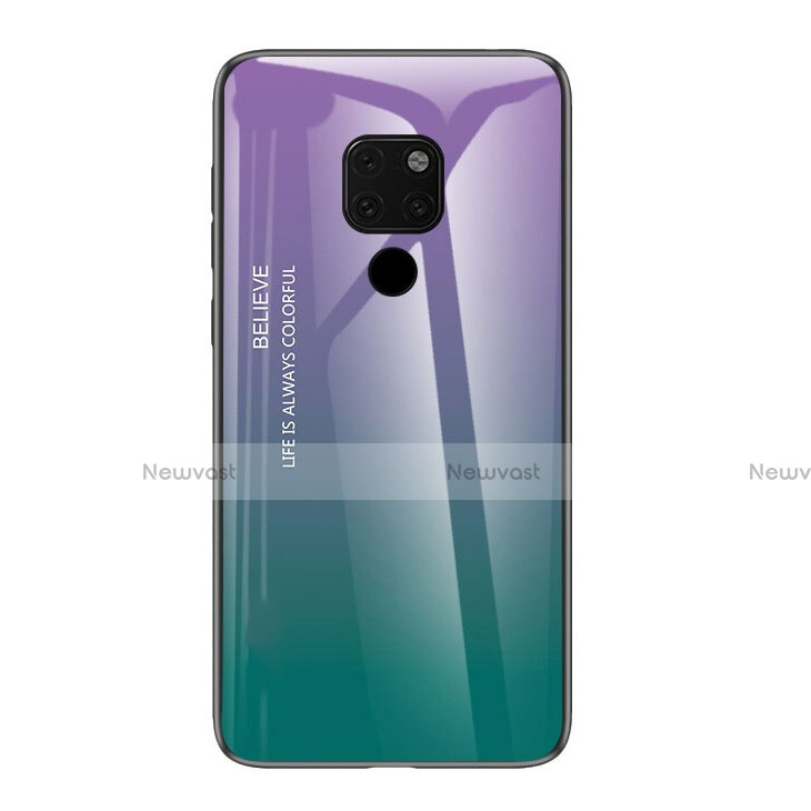 Silicone Frame Mirror Rainbow Gradient Case Cover H01 for Huawei Mate 20 X 5G Purple