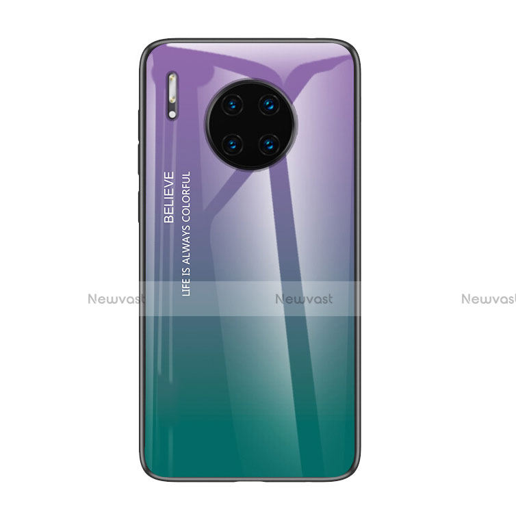 Silicone Frame Mirror Rainbow Gradient Case Cover H01 for Huawei Mate 30 Pro Purple