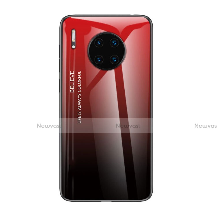 Silicone Frame Mirror Rainbow Gradient Case Cover H01 for Huawei Mate 30 Pro Red