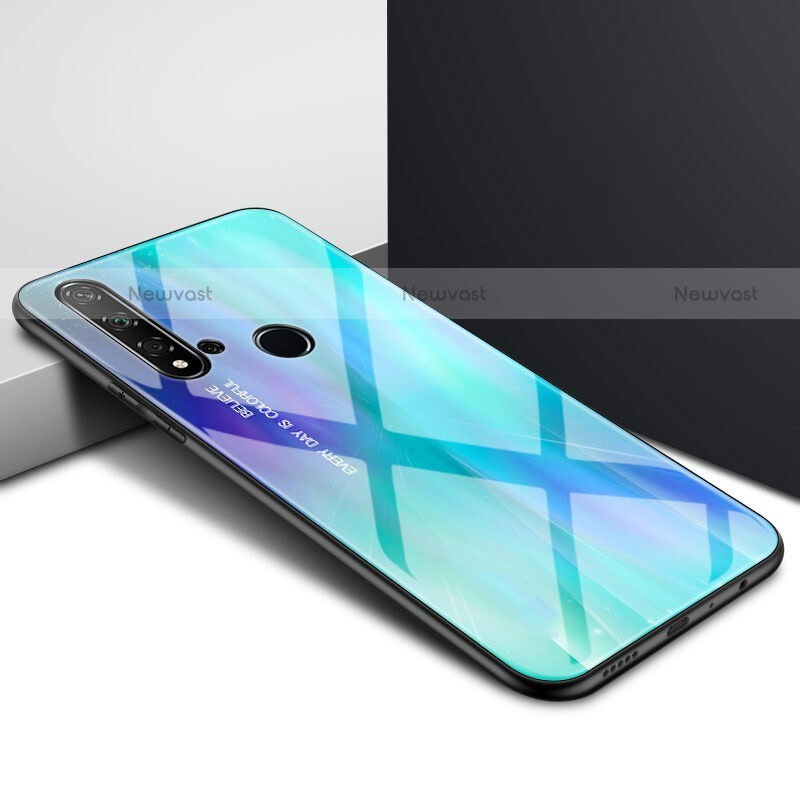 Silicone Frame Mirror Rainbow Gradient Case Cover H01 for Huawei P20 Lite (2019)