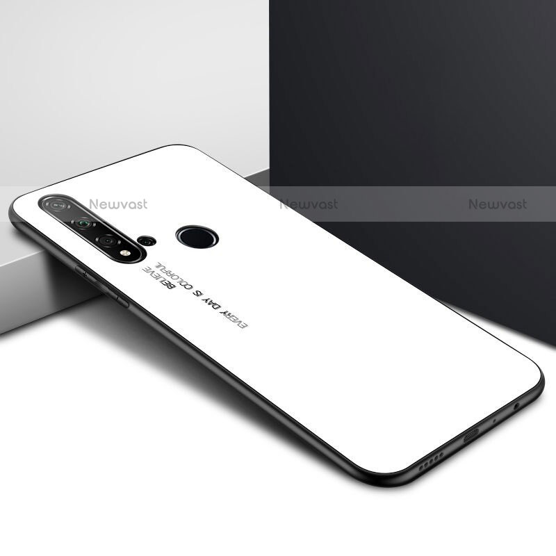 Silicone Frame Mirror Rainbow Gradient Case Cover H01 for Huawei P20 Lite (2019) White