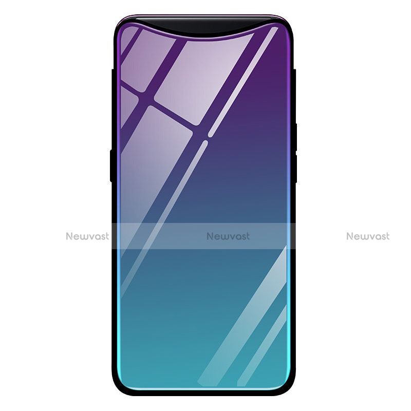 Silicone Frame Mirror Rainbow Gradient Case Cover H01 for Oppo Find X Blue