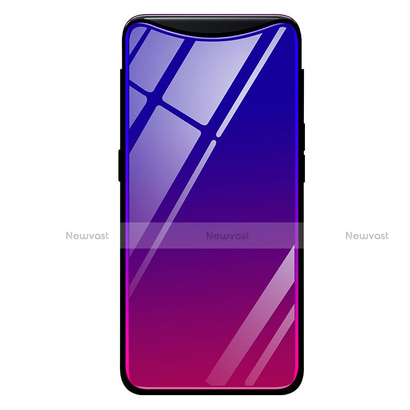 Silicone Frame Mirror Rainbow Gradient Case Cover H01 for Oppo Find X Super Flash Edition Purple