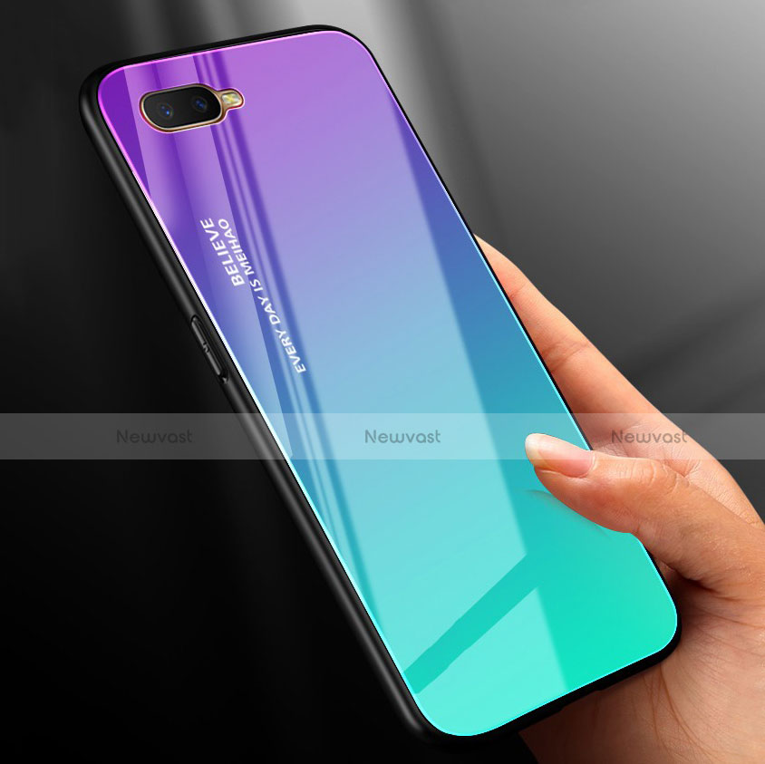 Silicone Frame Mirror Rainbow Gradient Case Cover H01 for Oppo K1