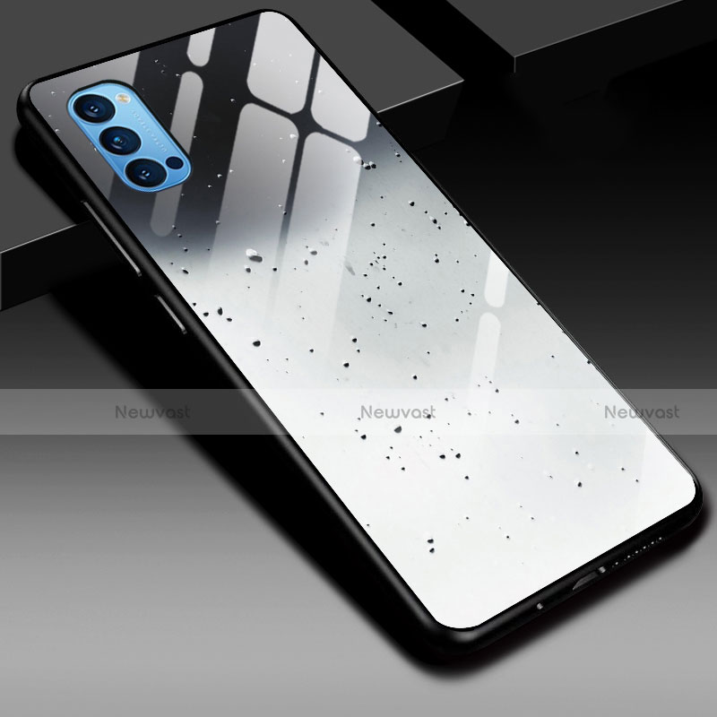 Silicone Frame Mirror Rainbow Gradient Case Cover H01 for Oppo Reno4 Pro 5G Gray