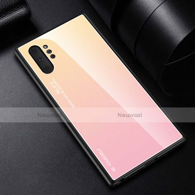 Silicone Frame Mirror Rainbow Gradient Case Cover H01 for Samsung Galaxy Note 10 Plus 5G