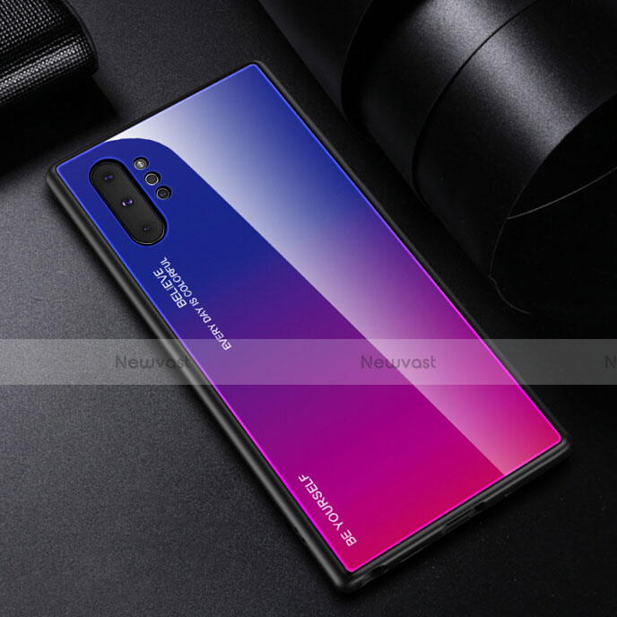 Silicone Frame Mirror Rainbow Gradient Case Cover H01 for Samsung Galaxy Note 10 Plus 5G