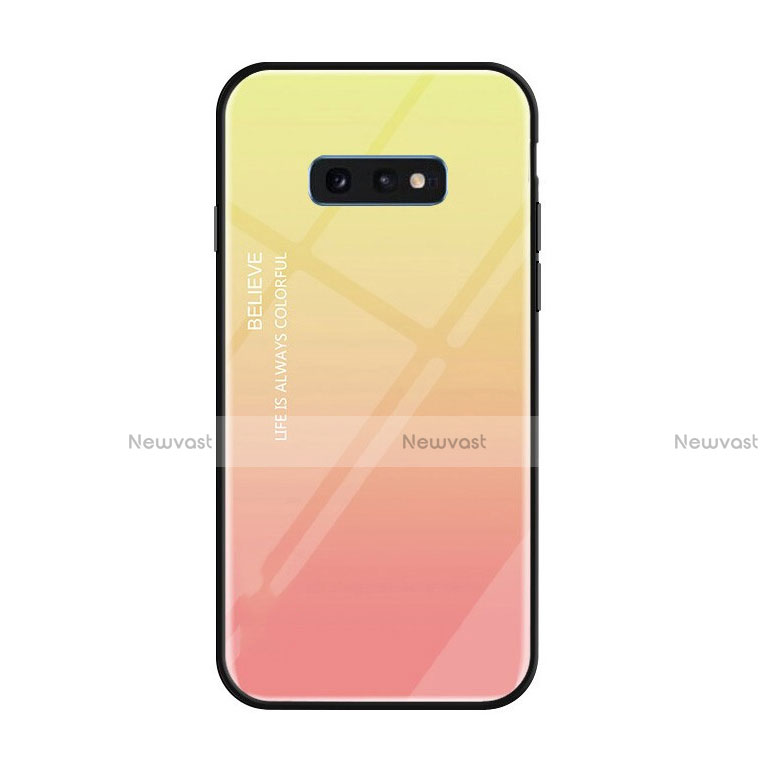 Silicone Frame Mirror Rainbow Gradient Case Cover H01 for Samsung Galaxy S10e