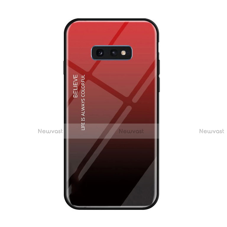 Silicone Frame Mirror Rainbow Gradient Case Cover H01 for Samsung Galaxy S10e Red