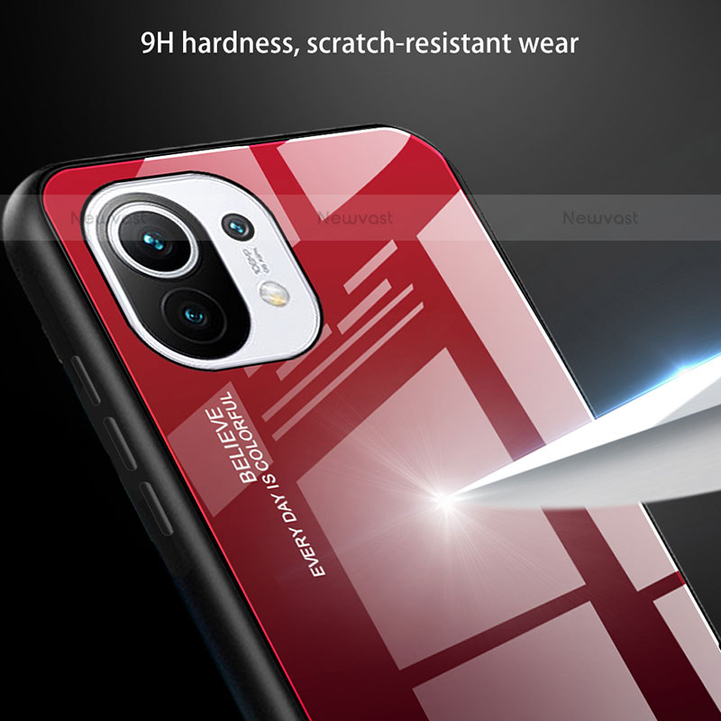 Silicone Frame Mirror Rainbow Gradient Case Cover H01 for Xiaomi Mi 11 Lite 5G