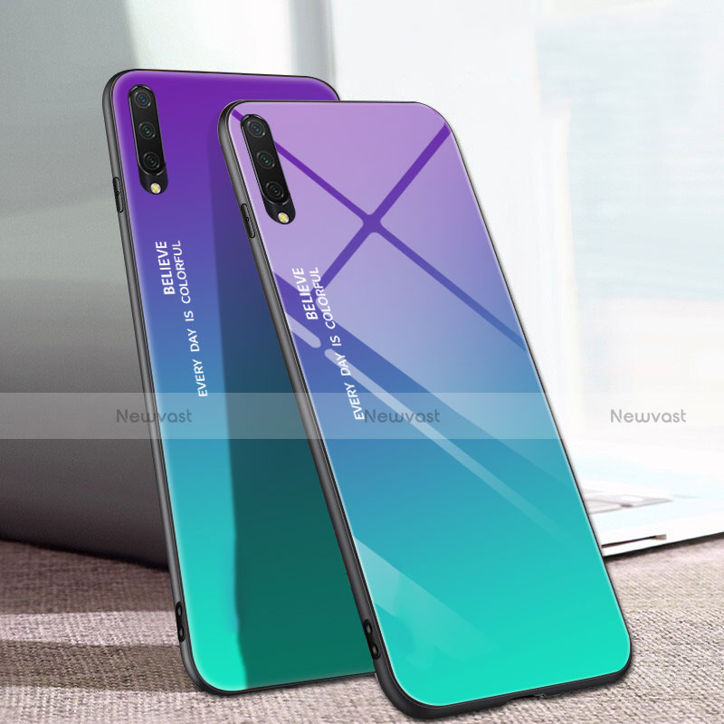 Silicone Frame Mirror Rainbow Gradient Case Cover H01 for Xiaomi Mi A3 Green