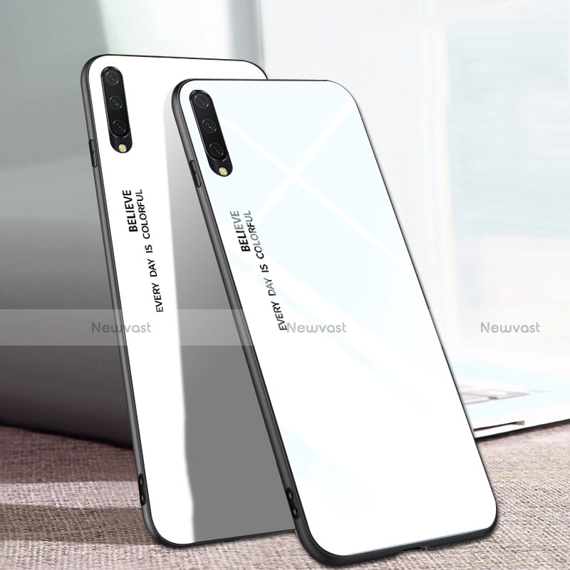 Silicone Frame Mirror Rainbow Gradient Case Cover H01 for Xiaomi Mi A3 White