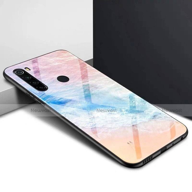 Silicone Frame Mirror Rainbow Gradient Case Cover H01 for Xiaomi Redmi Note 8T Orange