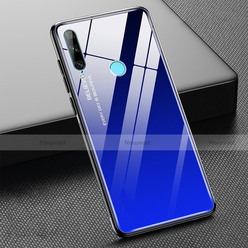 Silicone Frame Mirror Rainbow Gradient Case Cover H02 for Huawei Honor 20E Blue