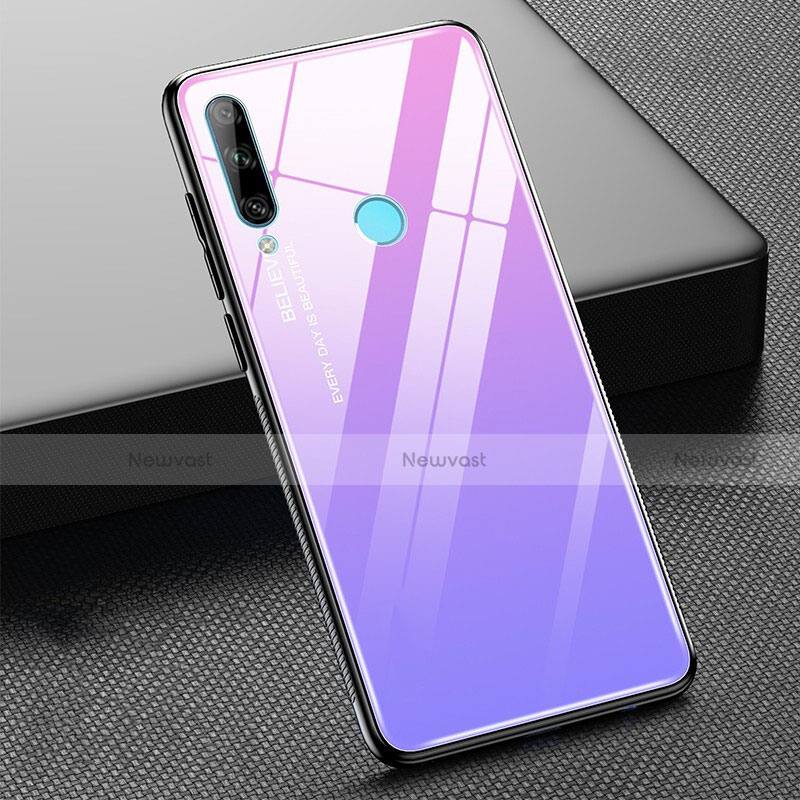 Silicone Frame Mirror Rainbow Gradient Case Cover H02 for Huawei Honor 20E Purple