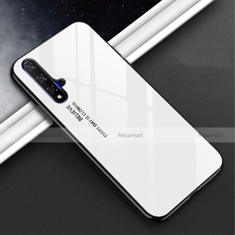 Silicone Frame Mirror Rainbow Gradient Case Cover H02 for Huawei Nova 5 Pro White