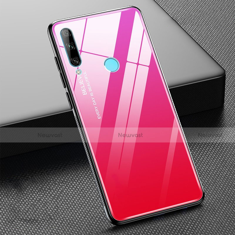 Silicone Frame Mirror Rainbow Gradient Case Cover H02 for Huawei P Smart+ Plus (2019) Red