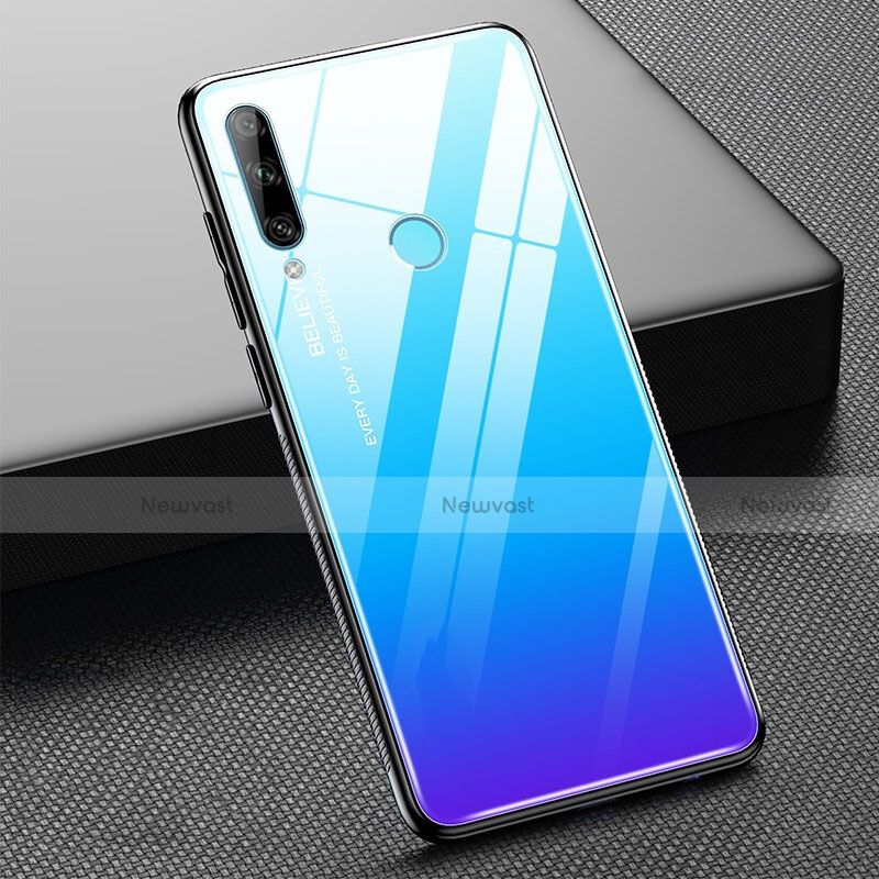 Silicone Frame Mirror Rainbow Gradient Case Cover H02 for Huawei P Smart+ Plus (2019) Sky Blue