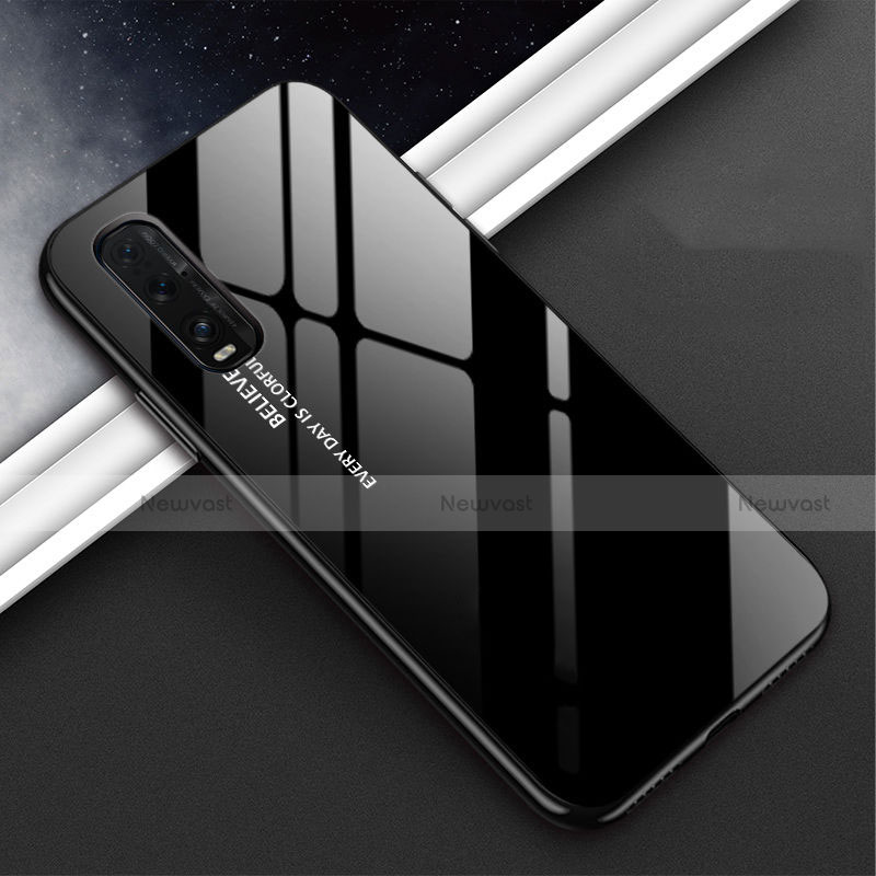 Silicone Frame Mirror Rainbow Gradient Case Cover H02 for Oppo Find X2 Black