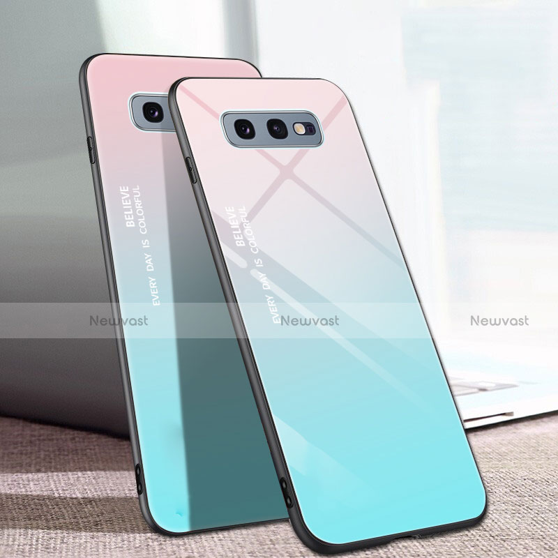 Silicone Frame Mirror Rainbow Gradient Case Cover H02 for Samsung Galaxy S10e