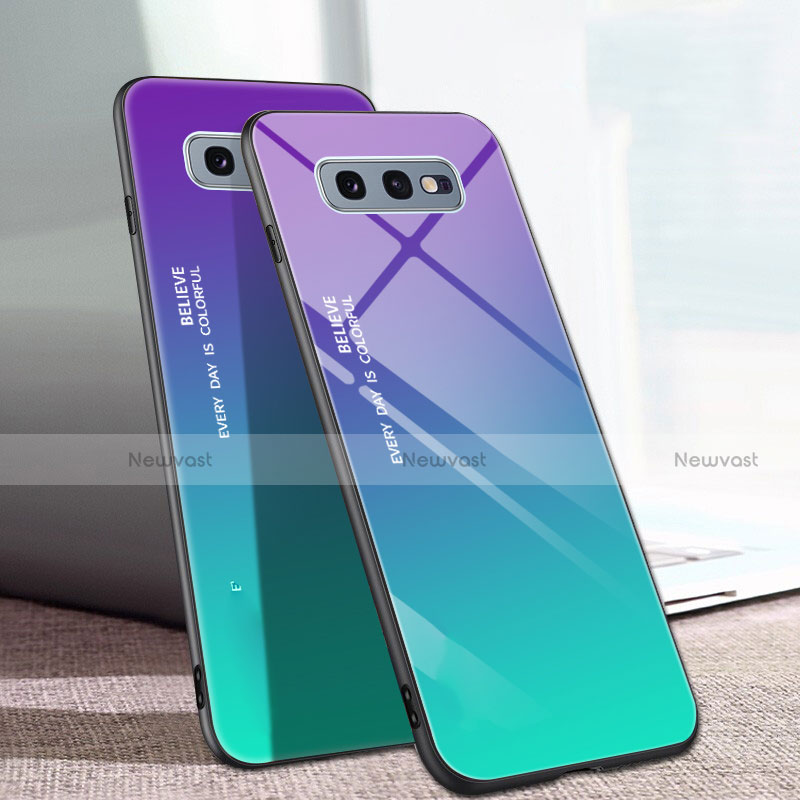 Silicone Frame Mirror Rainbow Gradient Case Cover H02 for Samsung Galaxy S10e