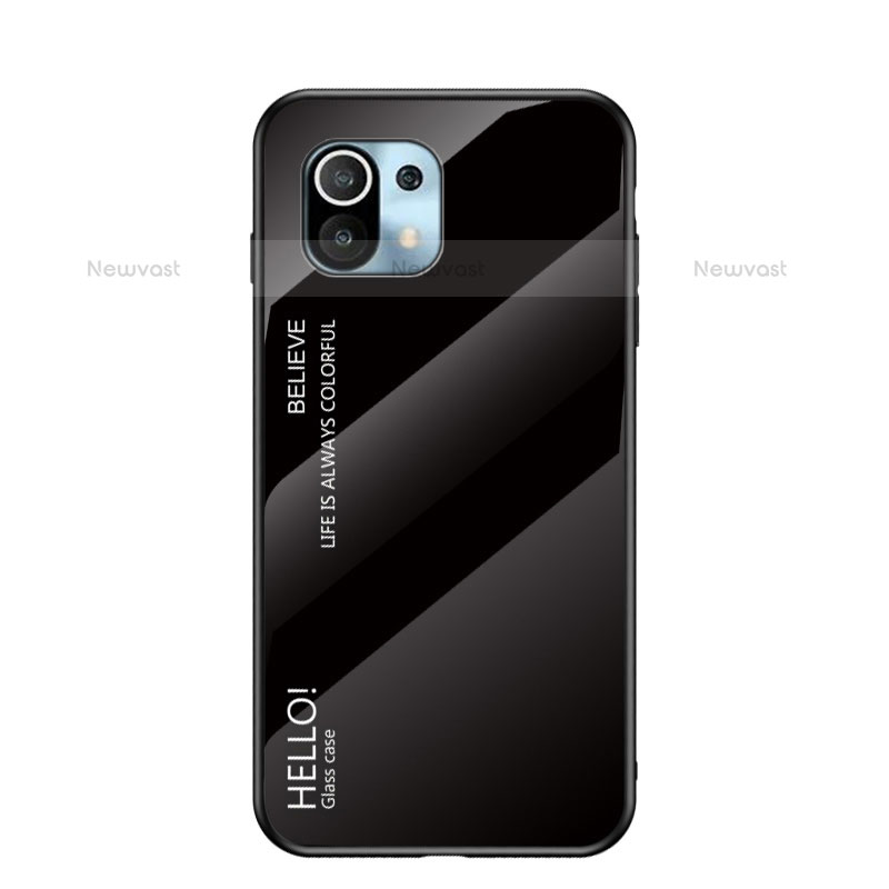 Silicone Frame Mirror Rainbow Gradient Case Cover H02 for Xiaomi Mi 11 Lite 5G NE Black