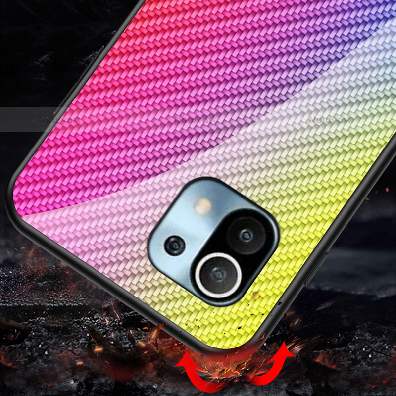 Silicone Frame Mirror Rainbow Gradient Case Cover H03 for Xiaomi Mi 11 Lite 5G NE