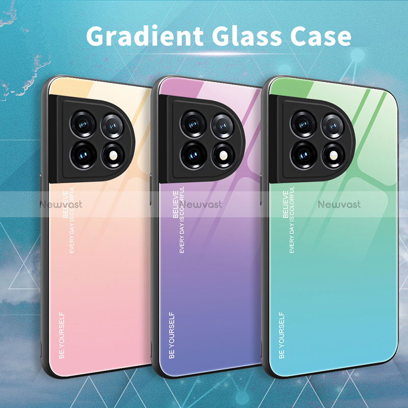 Silicone Frame Mirror Rainbow Gradient Case Cover JM1 for OnePlus 11 5G