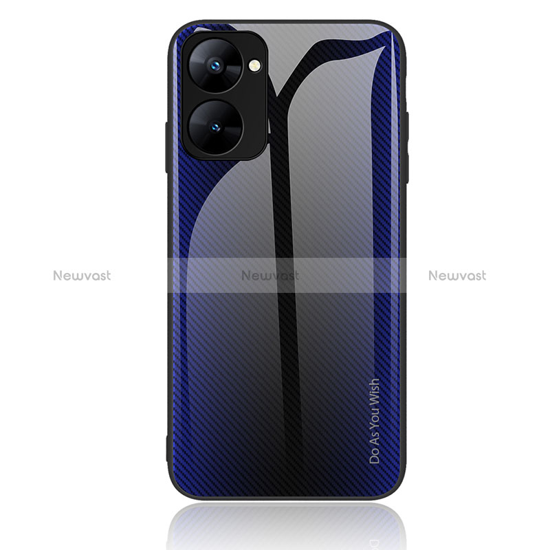 Silicone Frame Mirror Rainbow Gradient Case Cover JM1 for Realme 10S 5G Navy Blue