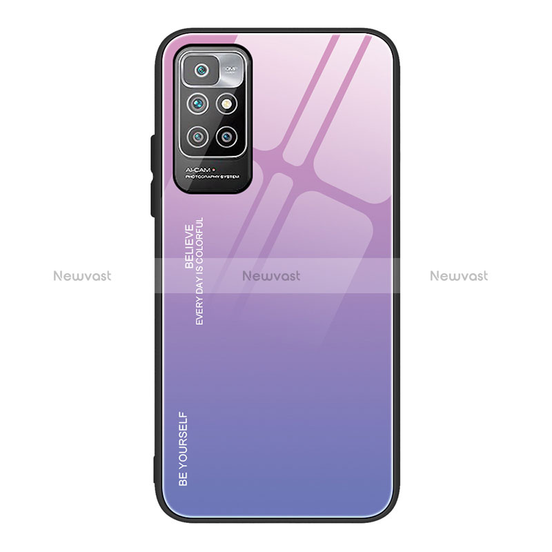 Silicone Frame Mirror Rainbow Gradient Case Cover JM1 for Xiaomi Redmi 10 4G Clove Purple
