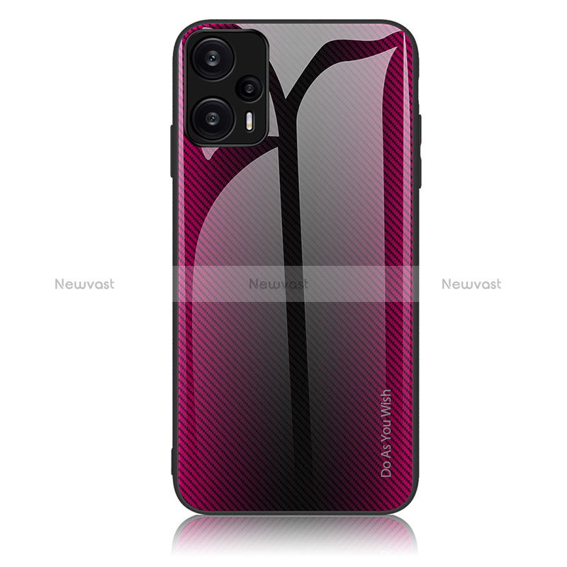 Silicone Frame Mirror Rainbow Gradient Case Cover JM1 for Xiaomi Redmi Note 12 Turbo 5G Hot Pink