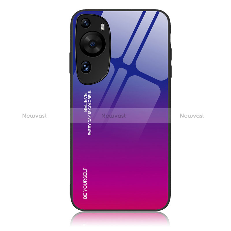 Silicone Frame Mirror Rainbow Gradient Case Cover JM2 for Huawei P60 Art Purple