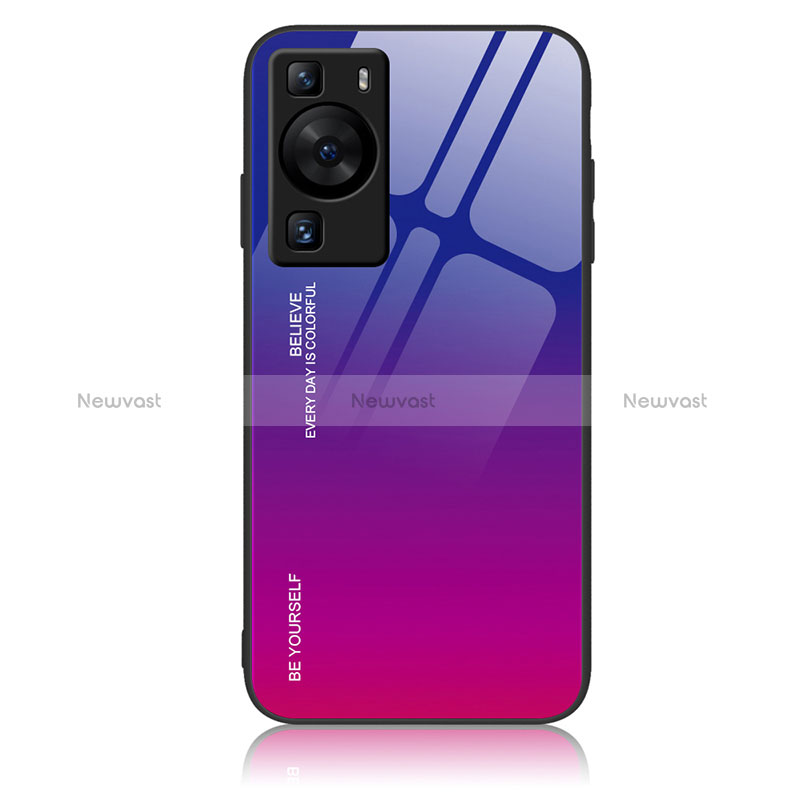 Silicone Frame Mirror Rainbow Gradient Case Cover JM2 for Huawei P60 Pro Purple