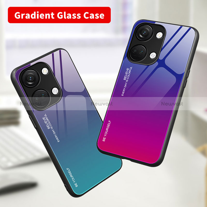 Silicone Frame Mirror Rainbow Gradient Case Cover JM2 for OnePlus Ace 2V 5G