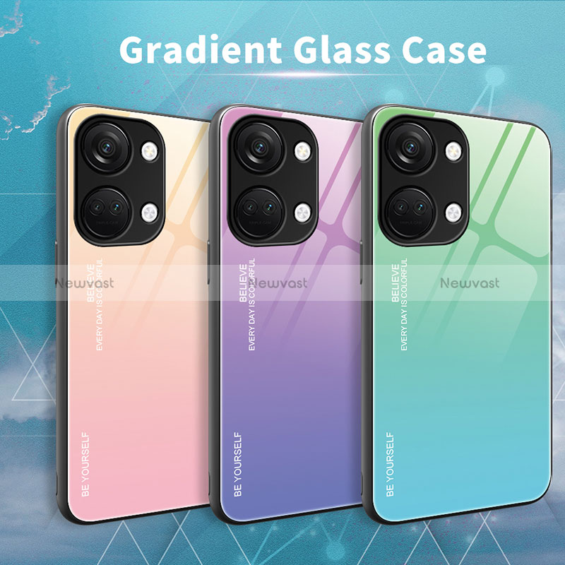 Silicone Frame Mirror Rainbow Gradient Case Cover JM2 for OnePlus Ace 2V 5G