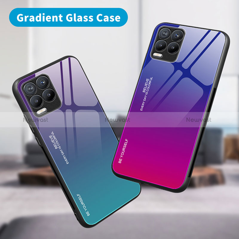 Silicone Frame Mirror Rainbow Gradient Case Cover JM2 for Realme 8 4G