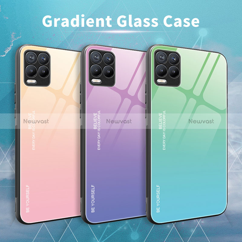 Silicone Frame Mirror Rainbow Gradient Case Cover JM2 for Realme 8 4G