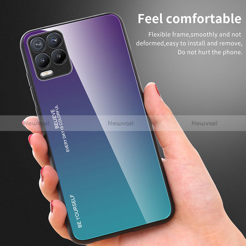 Silicone Frame Mirror Rainbow Gradient Case Cover JM2 for Realme 8 Pro