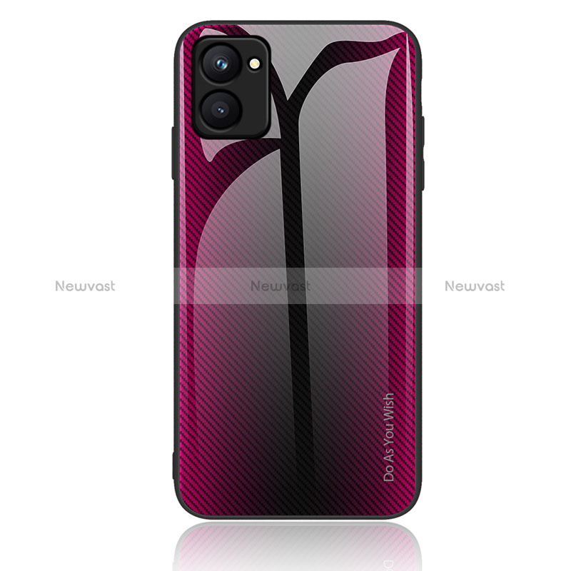 Silicone Frame Mirror Rainbow Gradient Case Cover JM2 for Realme C33 (2023) Hot Pink