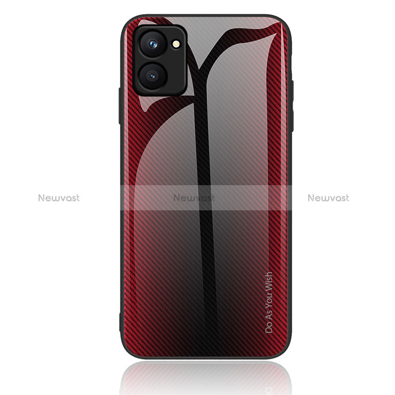 Silicone Frame Mirror Rainbow Gradient Case Cover JM2 for Realme C33 (2023) Red