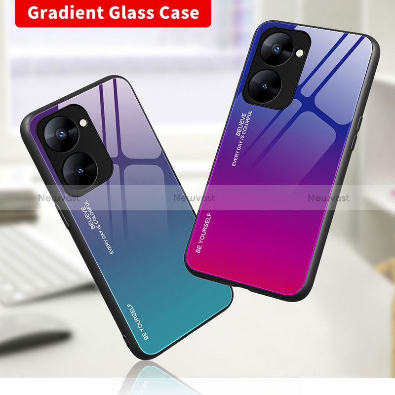 Silicone Frame Mirror Rainbow Gradient Case Cover JM2 for Realme Q5x 5G