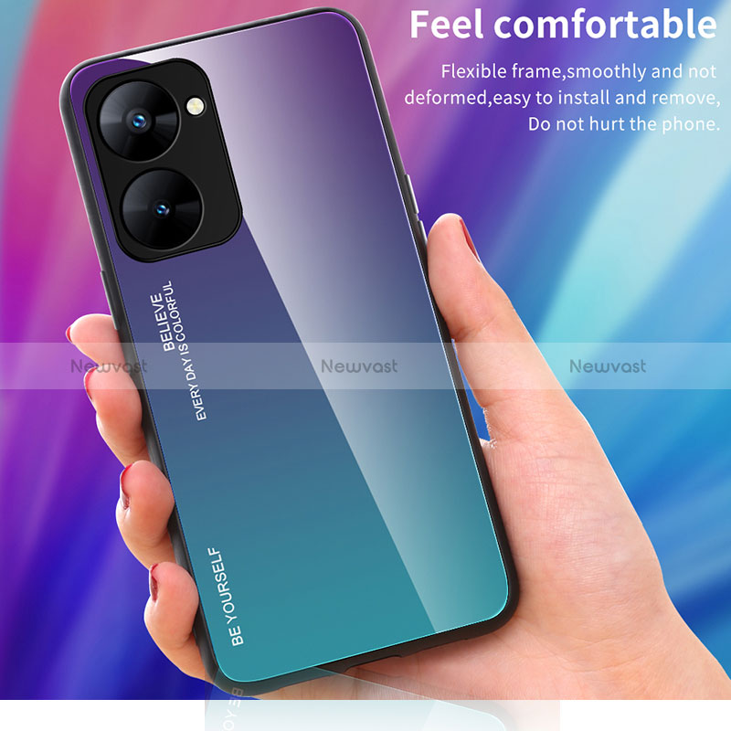 Silicone Frame Mirror Rainbow Gradient Case Cover JM2 for Realme Q5x 5G