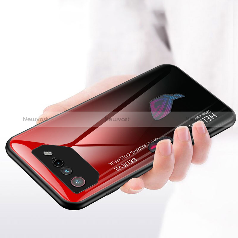 Silicone Frame Mirror Rainbow Gradient Case Cover LS1 for Asus ROG Phone 7