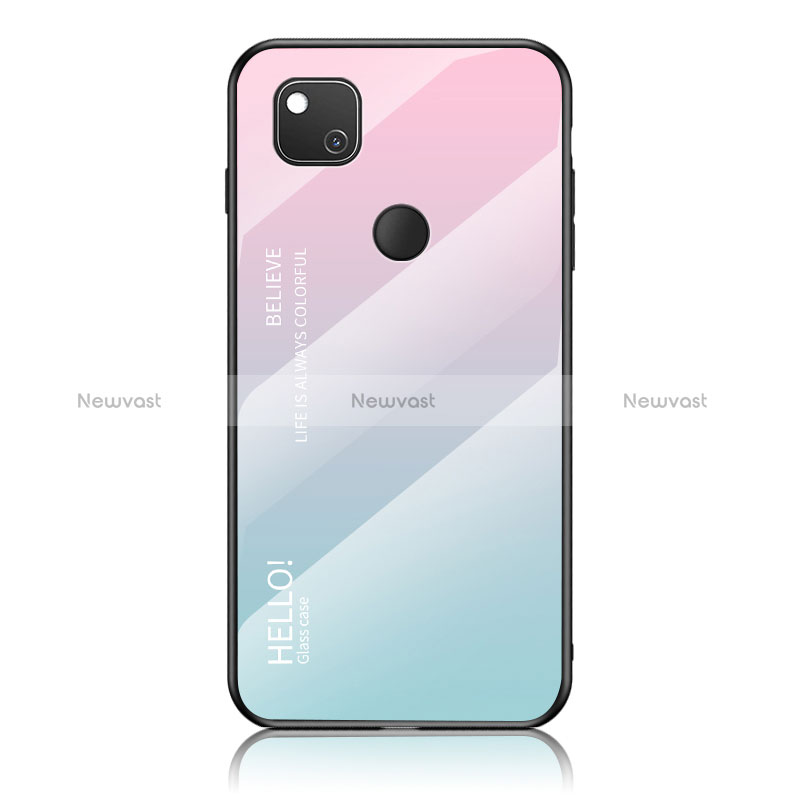 Silicone Frame Mirror Rainbow Gradient Case Cover LS1 for Google Pixel 4a