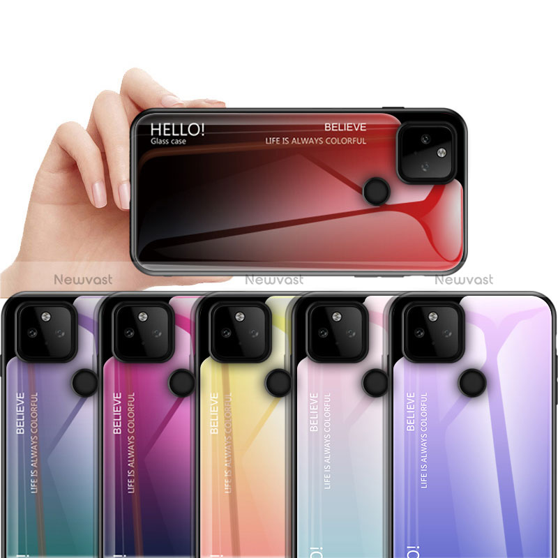 Silicone Frame Mirror Rainbow Gradient Case Cover LS1 for Google Pixel 5a 5G