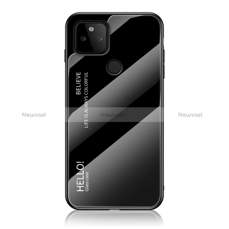 Silicone Frame Mirror Rainbow Gradient Case Cover LS1 for Google Pixel 5a 5G Black