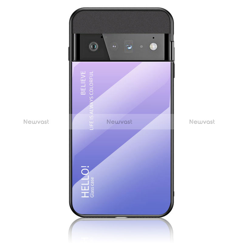 Silicone Frame Mirror Rainbow Gradient Case Cover LS1 for Google Pixel 6 Pro 5G Clove Purple