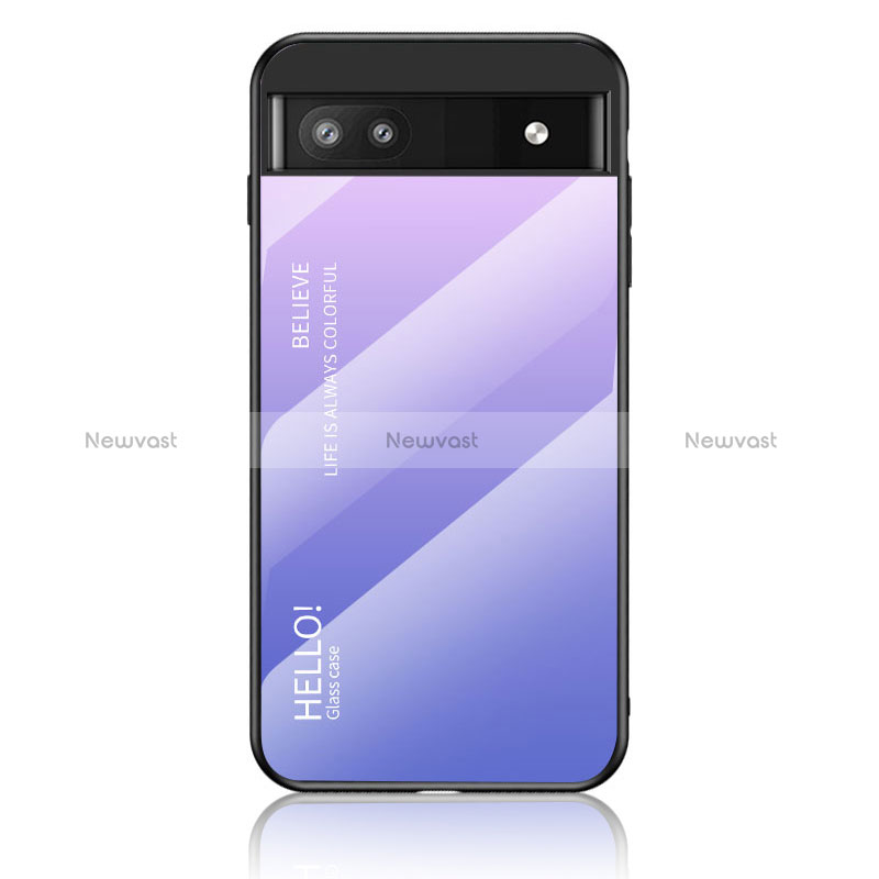 Silicone Frame Mirror Rainbow Gradient Case Cover LS1 for Google Pixel 6a 5G Clove Purple