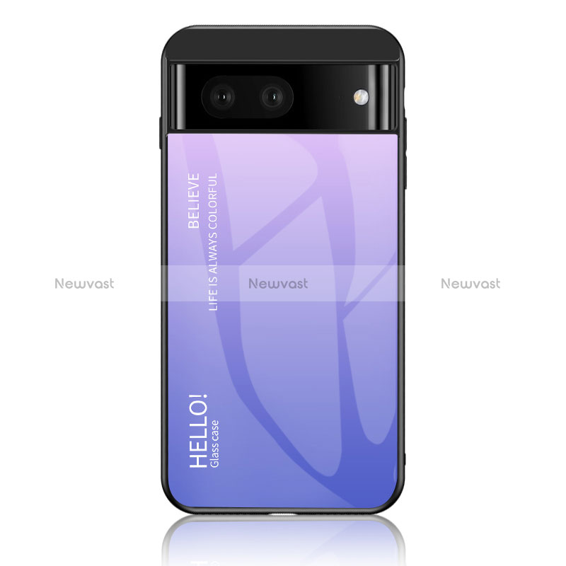 Silicone Frame Mirror Rainbow Gradient Case Cover LS1 for Google Pixel 7a 5G Clove Purple