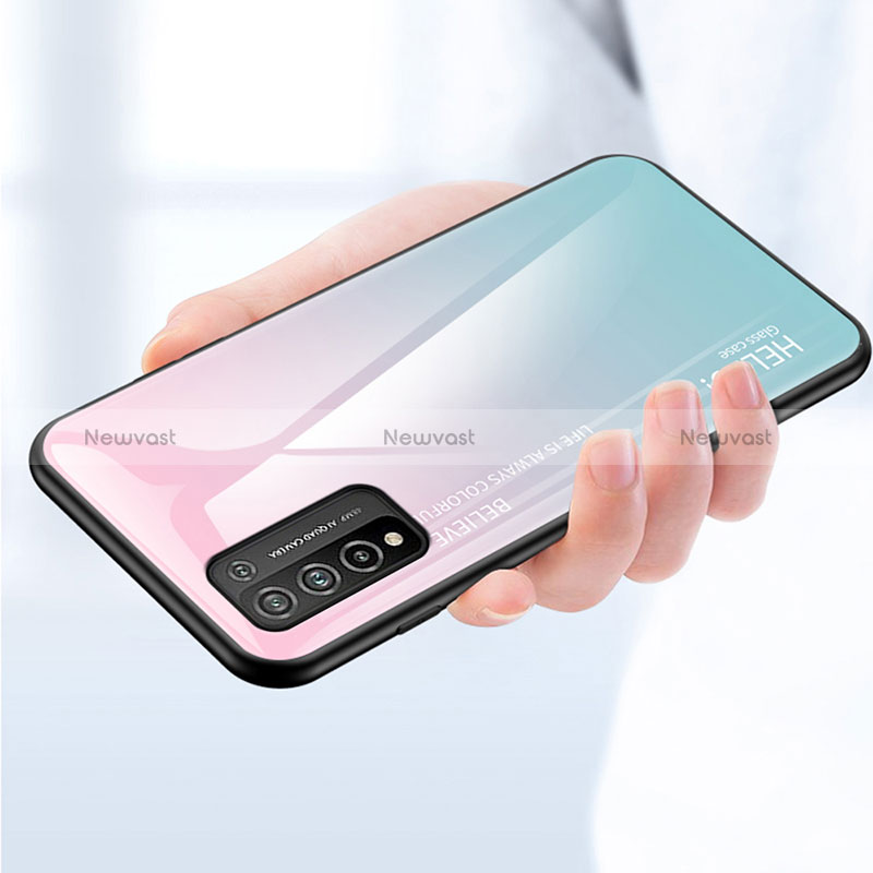 Silicone Frame Mirror Rainbow Gradient Case Cover LS1 for Huawei Honor 10X Lite